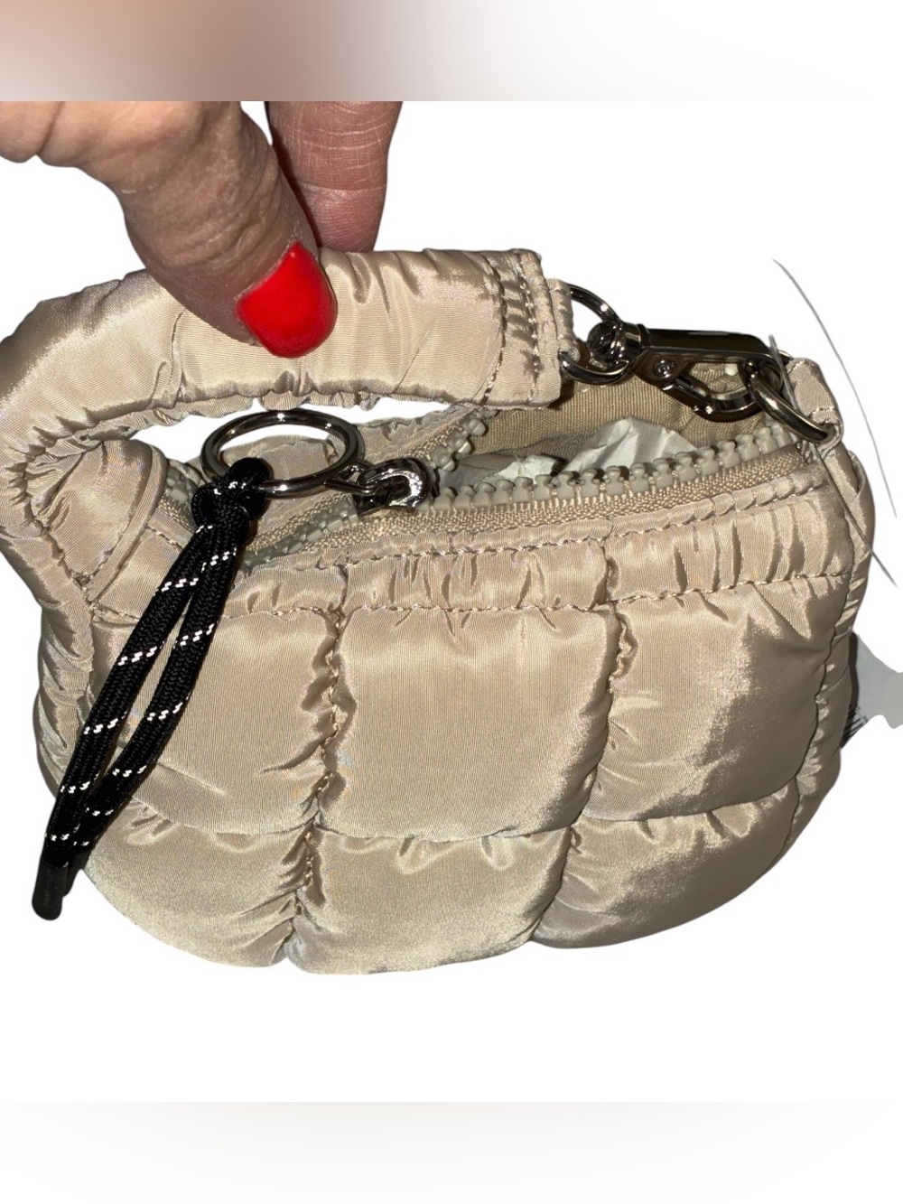NWT beige Free People Movement quilted micro pouch wristlet bag - Picture 2 of 8